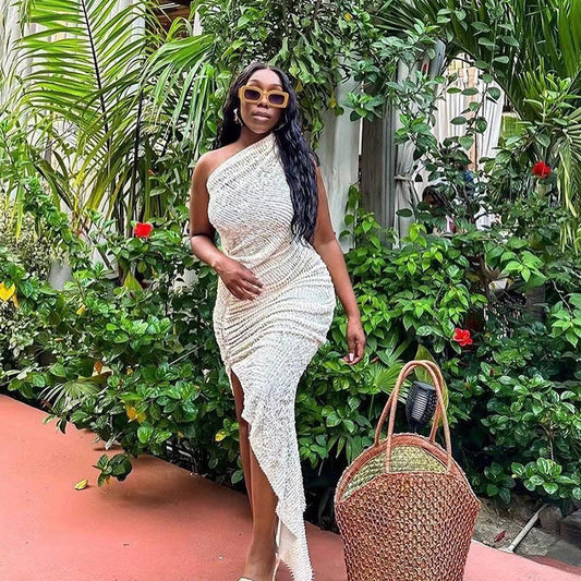 Women’s One-Shoulder Ruched Maxi Dress