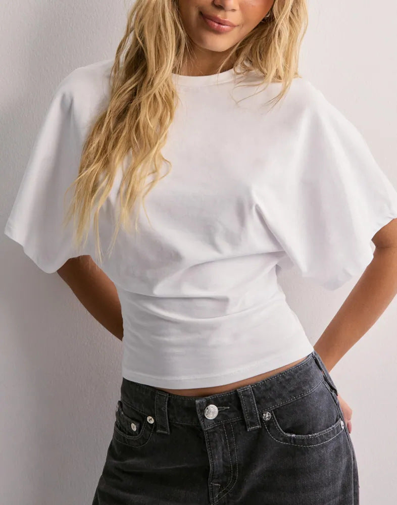 Women’s Structured Short-Sleeve Fitted Waist Top