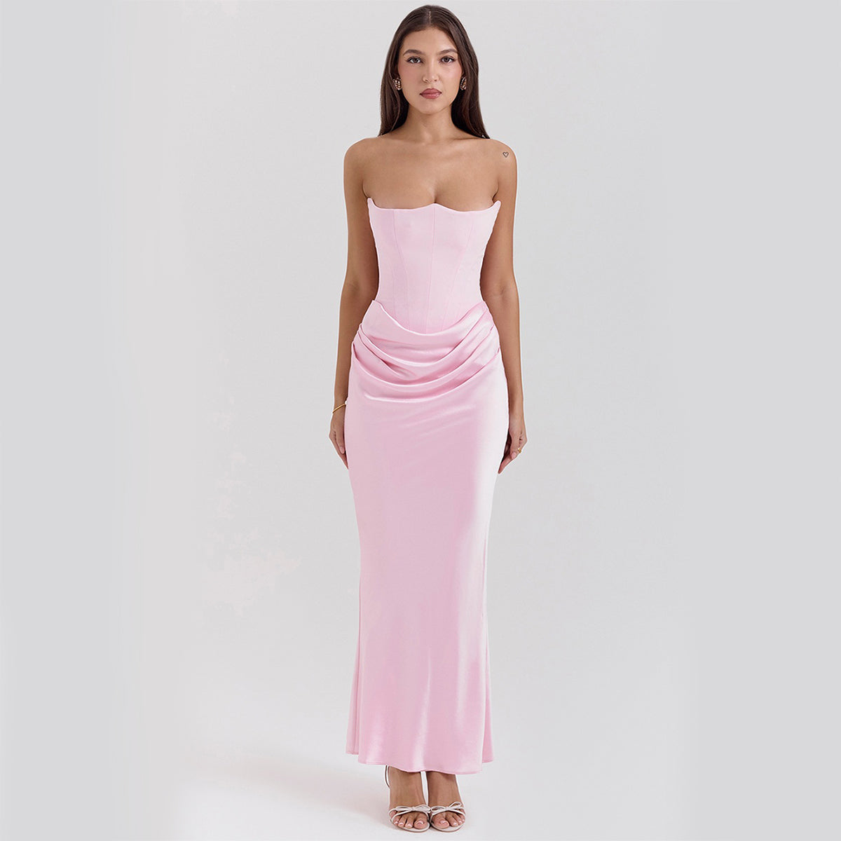 Women’s Strapless Ruched Maxi Dress