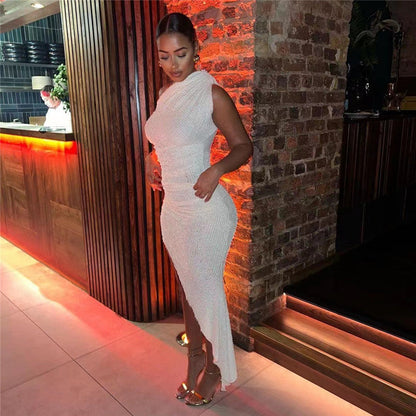 Women’s One-Shoulder Ruched Maxi Dress