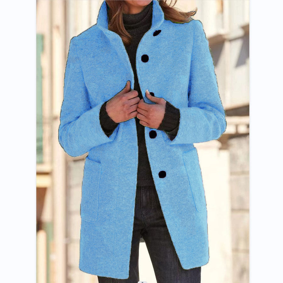 Women’s Stand-Collar Button Coat