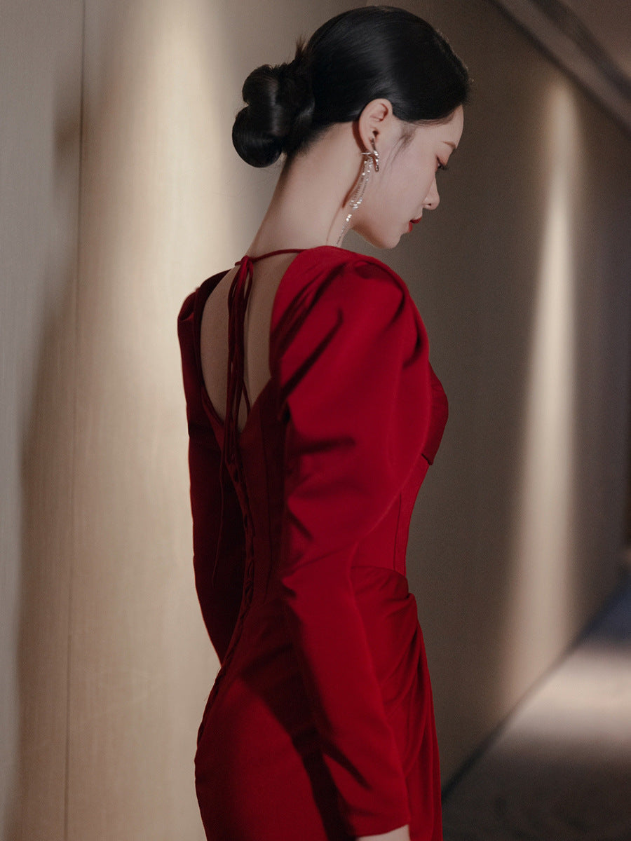 Women’s Long-Sleeve Square-Neck Maxi Dress