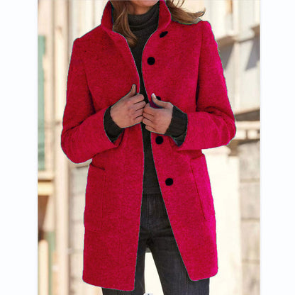 Women’s Stand-Collar Button Coat