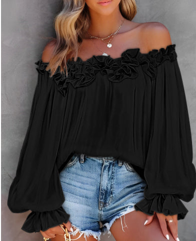 Women’s Off-Shoulder Ruffled Long-Sleeve Blouse