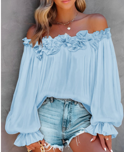 Women’s Off-Shoulder Ruffled Long-Sleeve Blouse